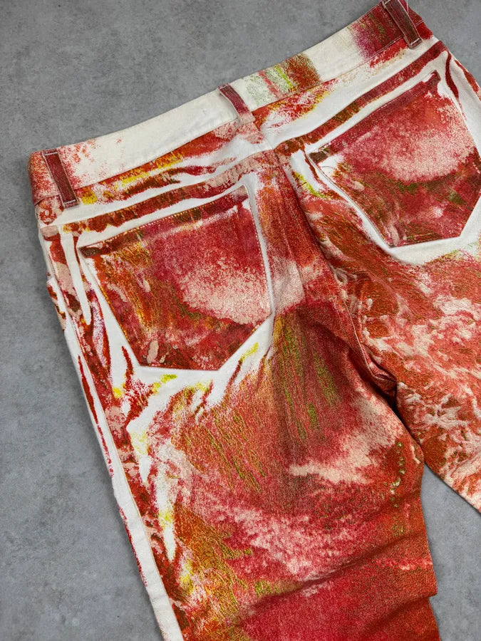 2000s Roberto Cavalli Orange & Green Vulcano Jeans bfsYNMU 9