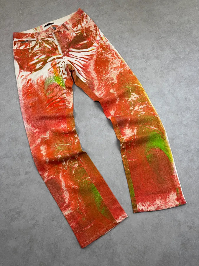 2000s Roberto Cavalli Orange & Green Vulcano Jeans bfsYNMU 1