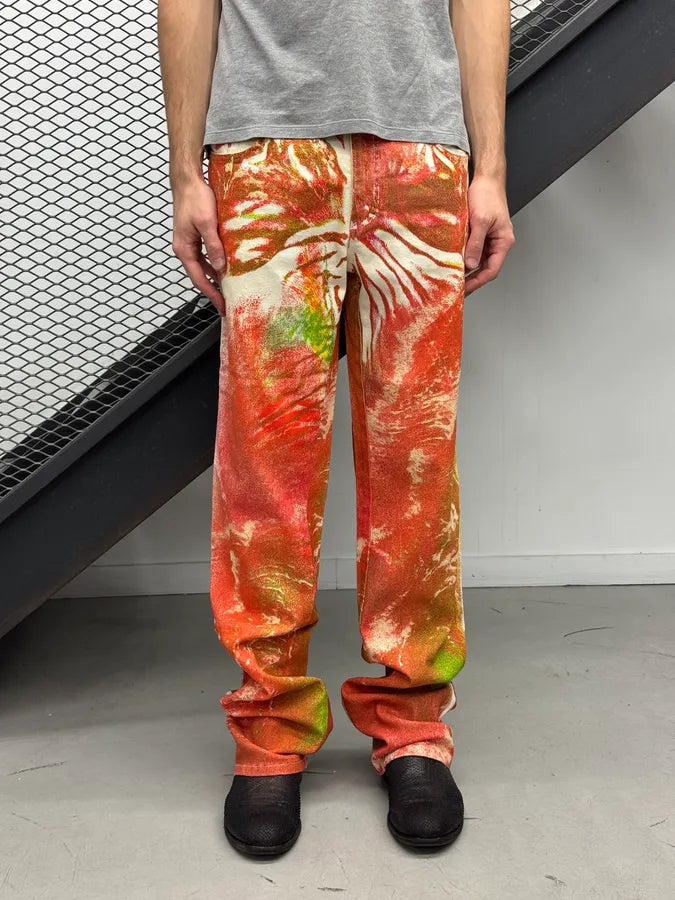 2000s Roberto Cavalli Orange & Green Vulcano Jeans bfsYNMU 3