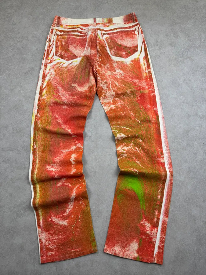 2000s Roberto Cavalli Orange & Green Vulcano Jeans bfsYNMU 2