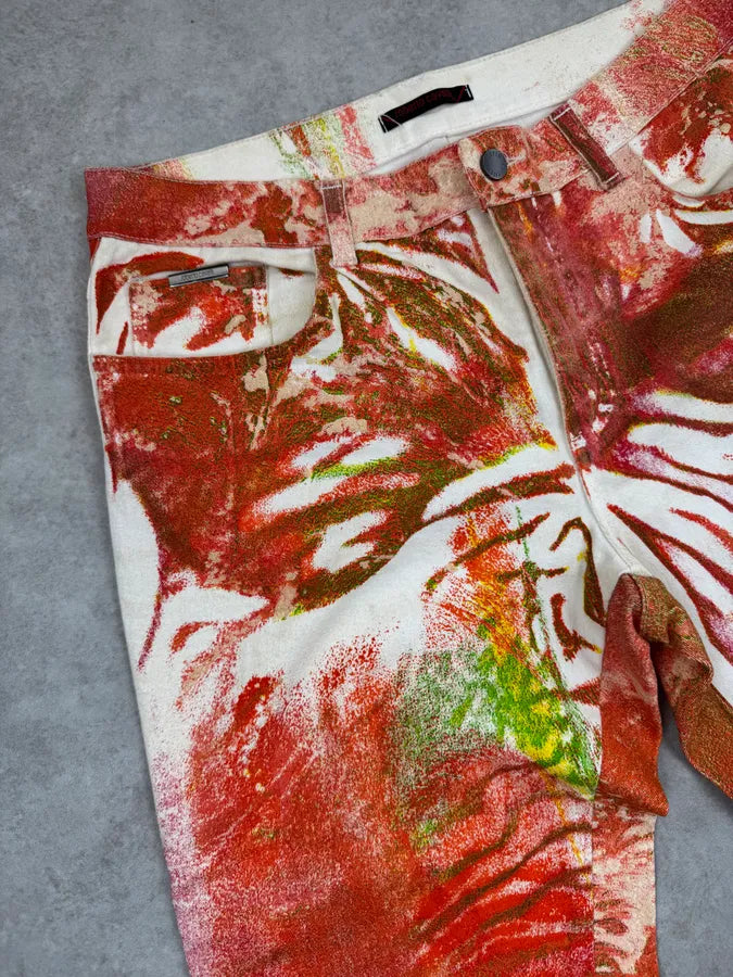 2000s Roberto Cavalli Orange & Green Vulcano Jeans bfsYNMU 6