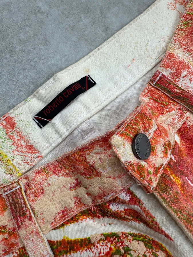 2000s Roberto Cavalli Orange & Green Vulcano Jeans bfsYNMU 7