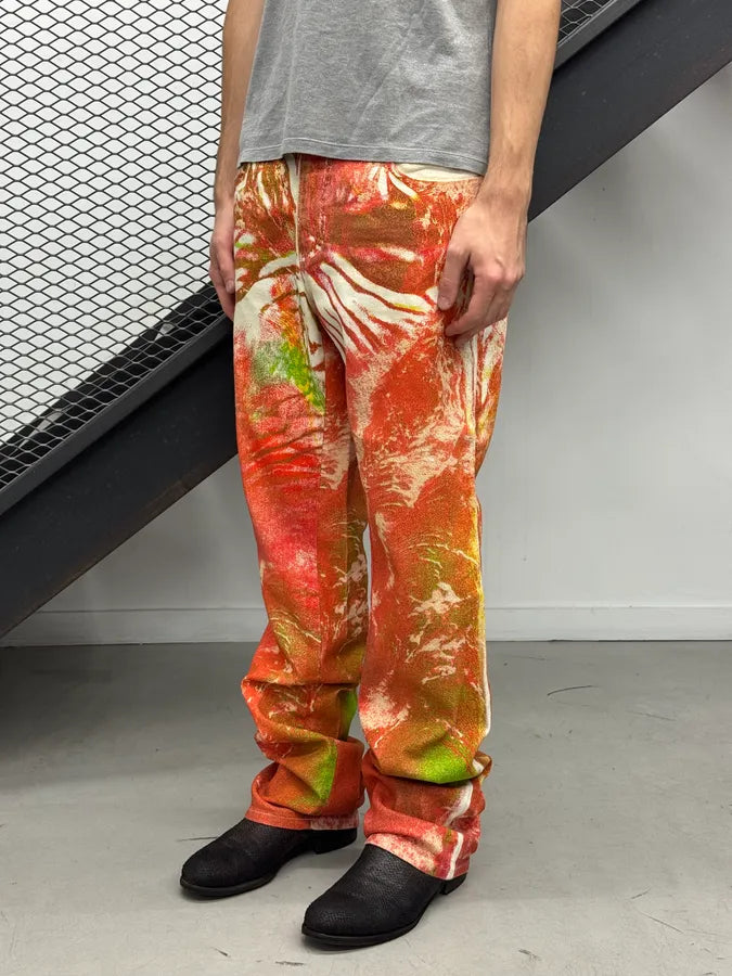 2000s Roberto Cavalli Orange & Green Vulcano Jeans bfsYNMU 4