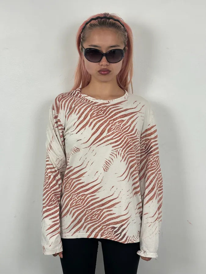 Roberto Cavalli Peach Pink Zebra Savage T-Shirt  ynbdelY 1