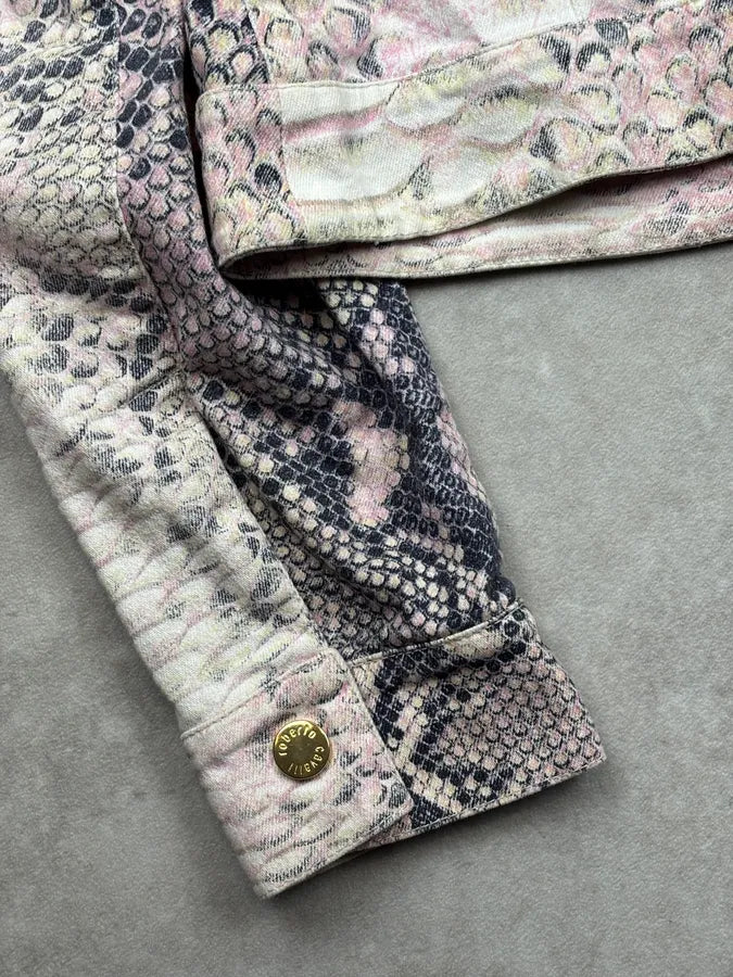 2000s Roberto Cavalli Pink & White Python Effect Asymmetrical Jacket kqnFvke 9
