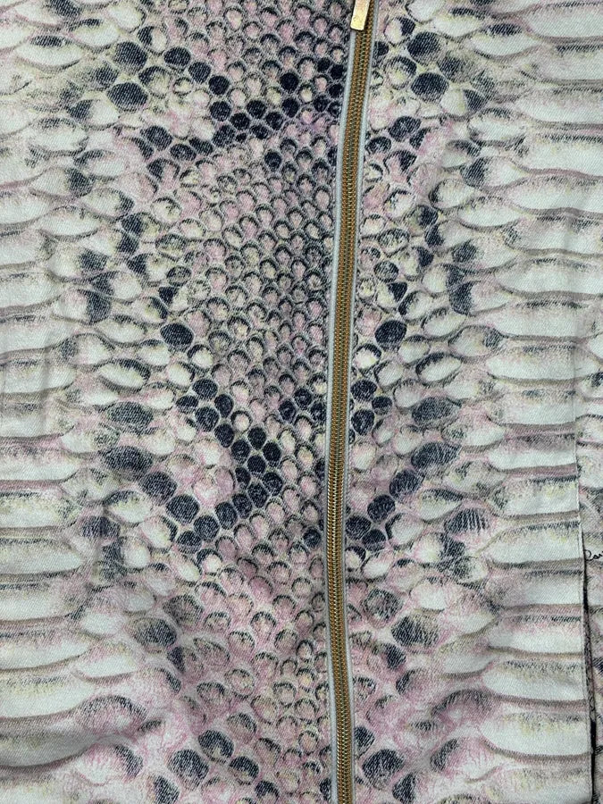 2000s Roberto Cavalli Pink & White Python Effect Asymmetrical Jacket kqnFvke 7