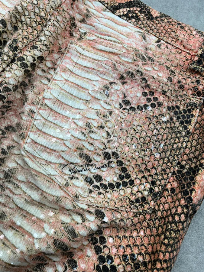 2000s Roberto Cavalli Pink Python Trompe LOeil Pants KrNpIuf 9