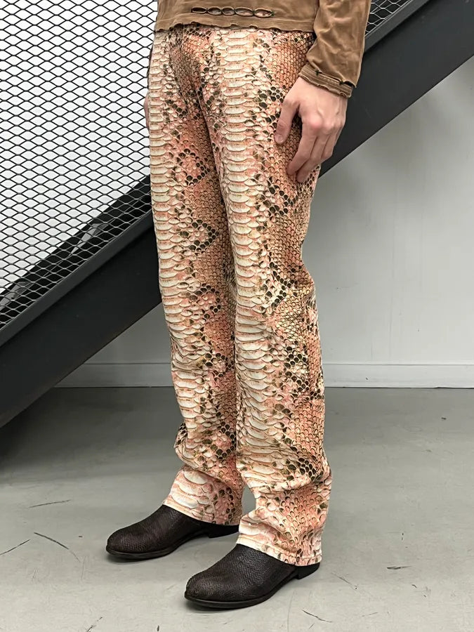 2000s Roberto Cavalli Pink Python Trompe LOeil Pants KrNpIuf 2
