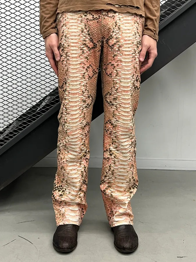 2000s Roberto Cavalli Pink Python Trompe LOeil Pants KrNpIuf 1