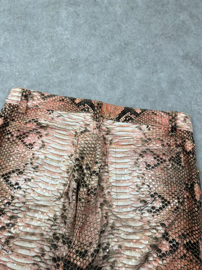 2000s Roberto Cavalli Pink Python Trompe LOeil Pants KrNpIuf 6