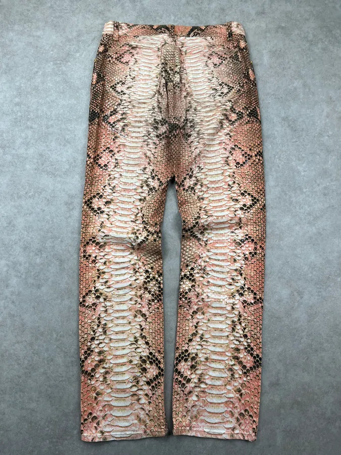 2000s Roberto Cavalli Pink Python Trompe LOeil Pants KrNpIuf 4