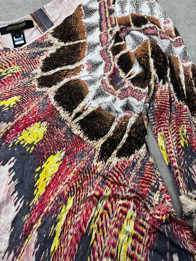 SS2004 Roberto Cavalli Pink Illusion Feather Longsleeve Top gSQoqJI 6