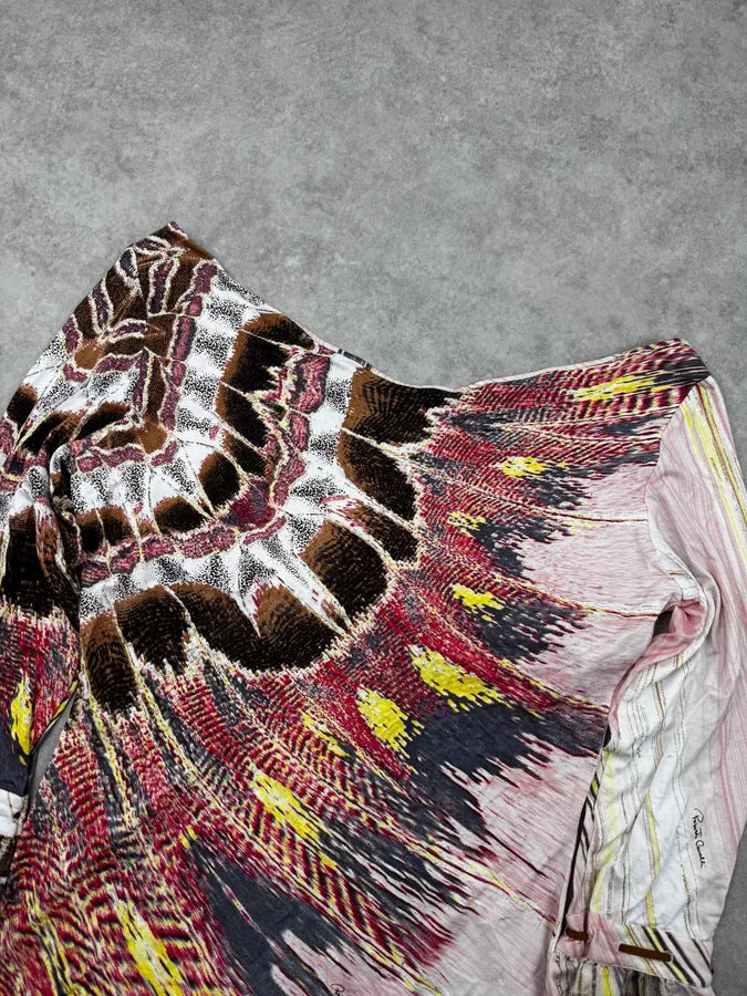 SS2004 Roberto Cavalli Pink Illusion Feather Longsleeve Top gSQoqJI 5