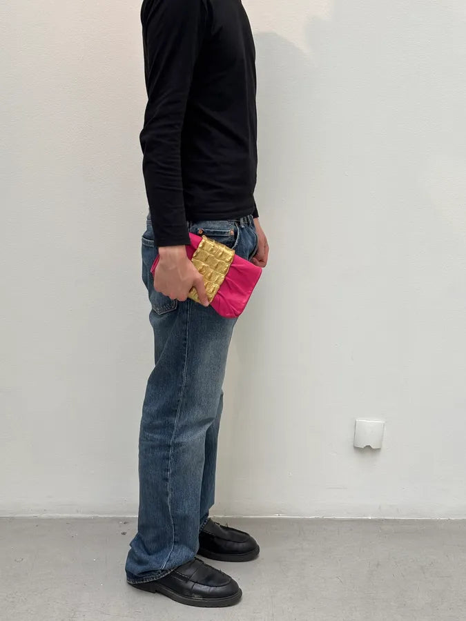 Roberto Cavalli Pink Leather Clutch Gold Crocodile Effect Clasp Bag zxaqmSZ 3