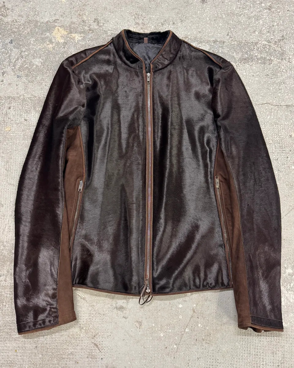 Roberto Cavalli Pony Hair Brown Leather Jacket (S/M) 0