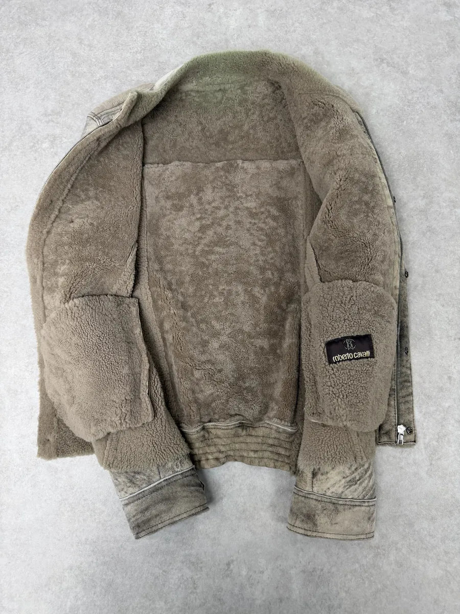 Roberto Cavalli Premium Raw Shearling Leather Jacket oVuGEHl 10