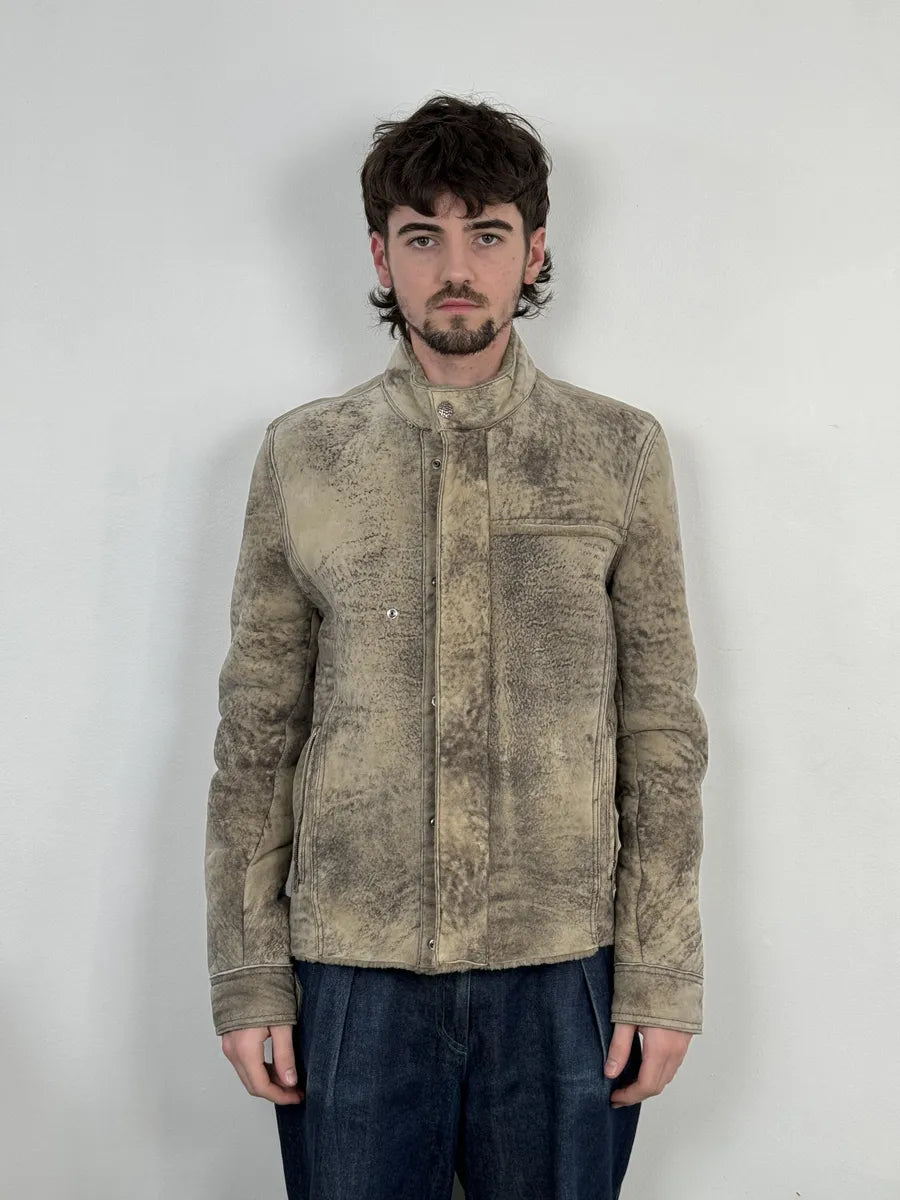 Roberto Cavalli Premium Raw Shearling Leather Jacket oVuGEHl 2