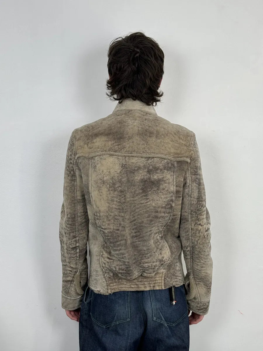 Roberto Cavalli Premium Raw Shearling Leather Jacket oVuGEHl 3