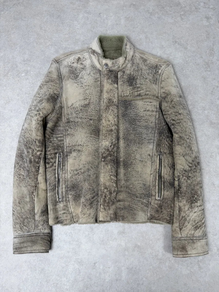 Roberto Cavalli Premium Raw Shearling Leather Jacket oVuGEHl 4