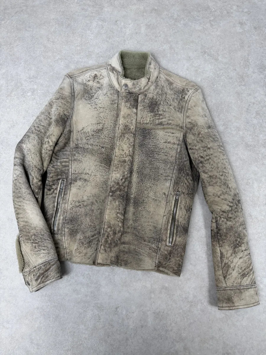 Roberto Cavalli Premium Raw Shearling Leather Jacket oVuGEHl 6