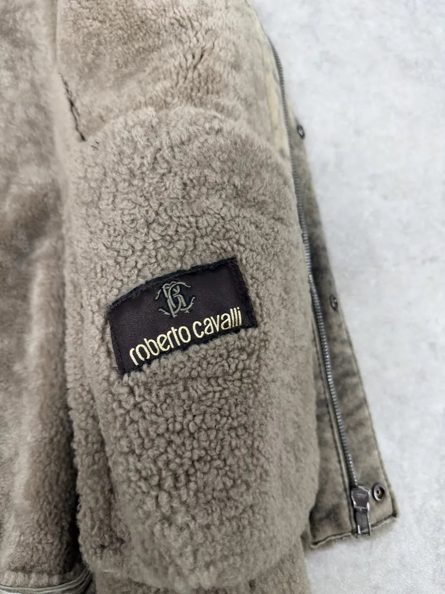 Roberto Cavalli Premium Raw Shearling Leather Jacket oVuGEHl 7