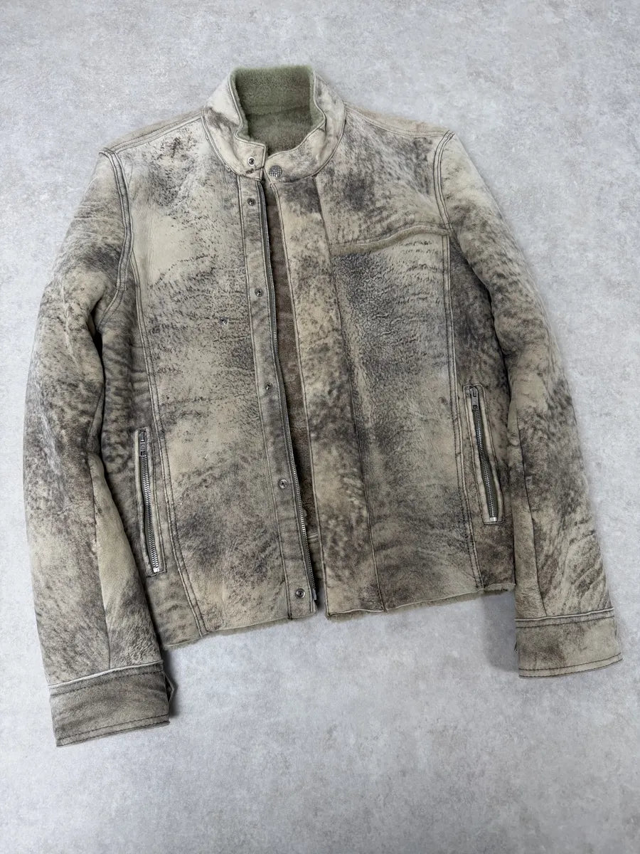 Roberto Cavalli Premium Raw Shearling Leather Jacket oVuGEHl 9