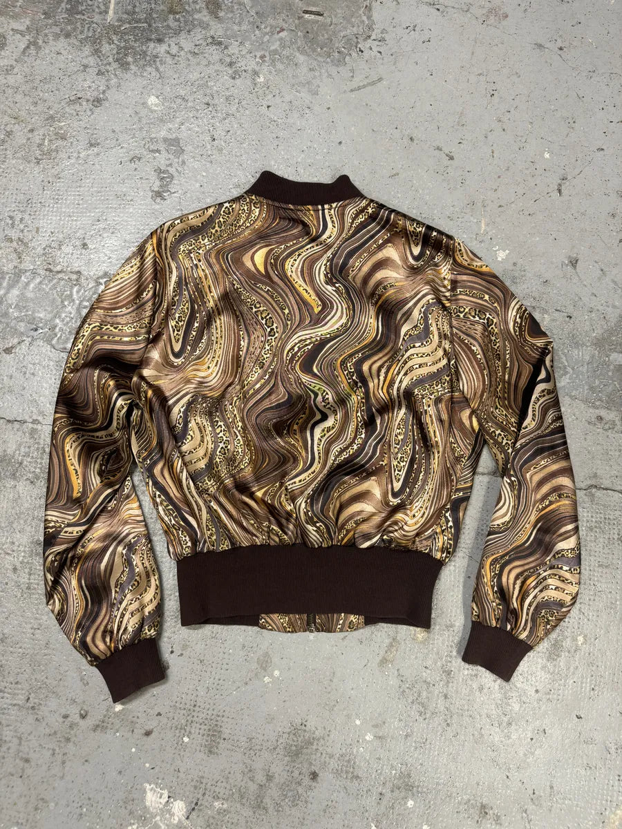 Roberto Cavalli Psycho Brown & Beige Light Bomber Jacket RUFPKJz 1