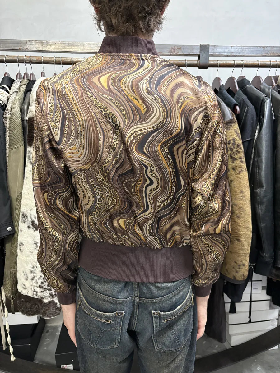 Roberto Cavalli Psycho Brown & Beige Light Bomber Jacket RUFPKJz 3