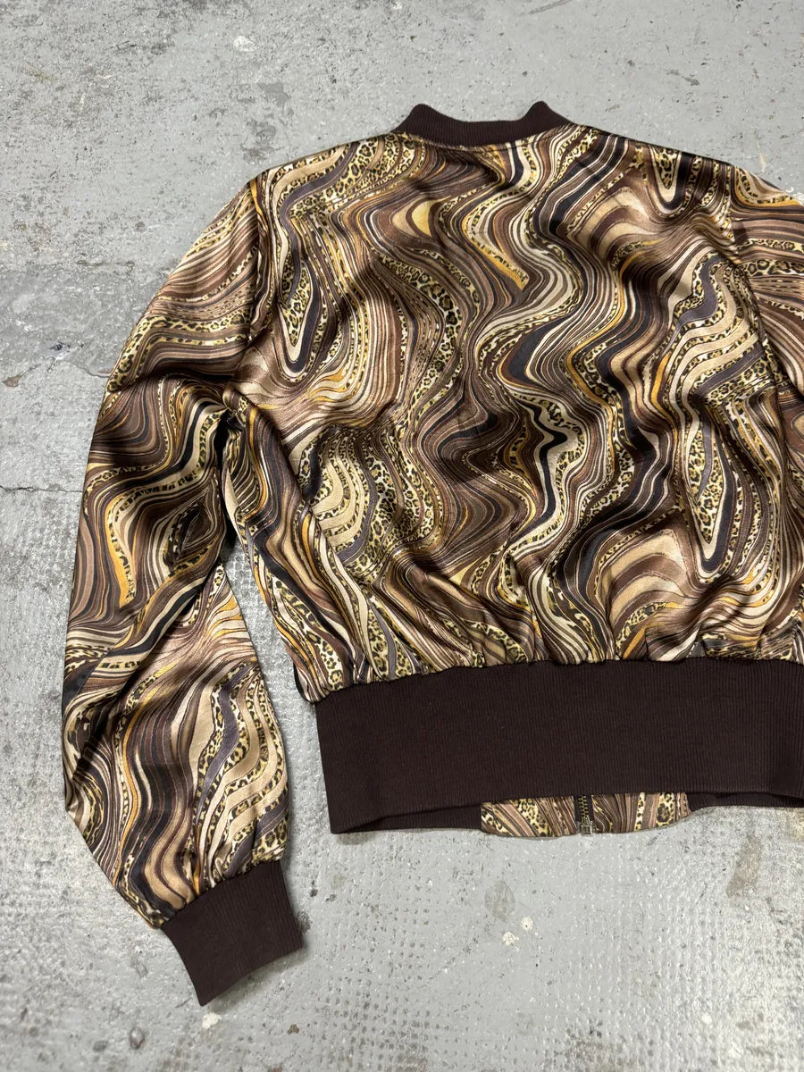 Roberto Cavalli Psycho Brown & Beige Light Bomber Jacket RUFPKJz 9