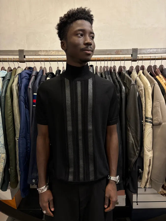 Roberto Cavalli Python Turtleneck Black T-Shirt UzihgXY 0