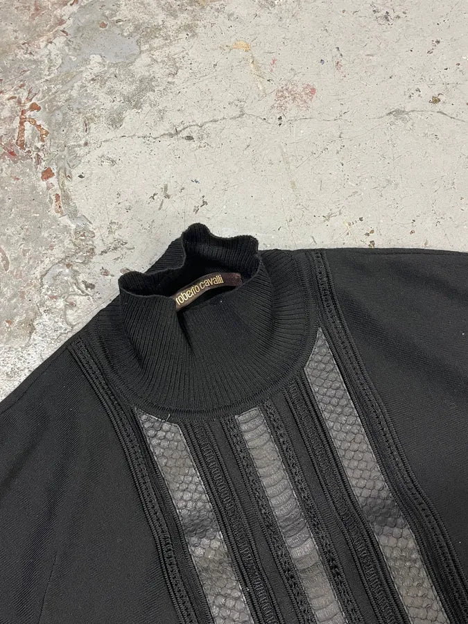 Roberto Cavalli Python Turtleneck Black T-Shirt UzihgXY 4