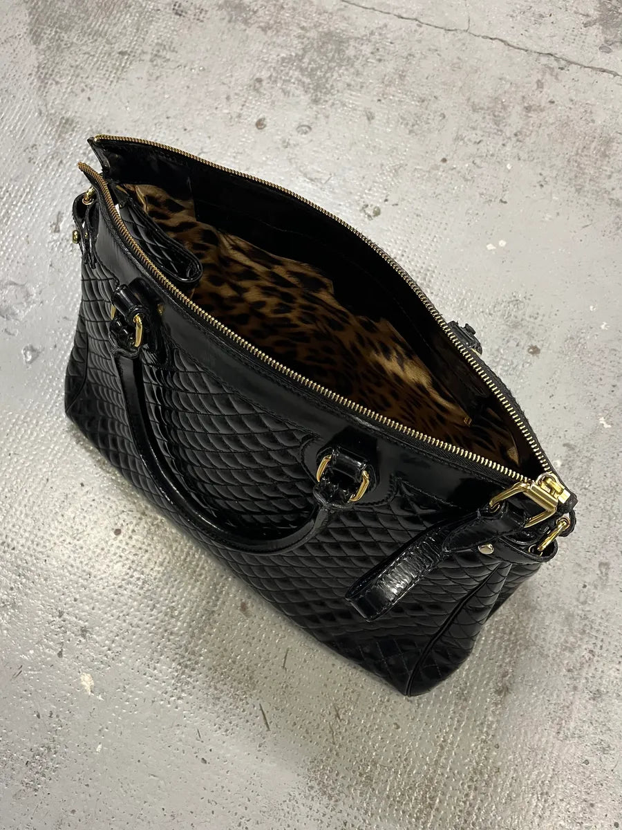 Roberto Cavalli Quilted Black Handle Bag KSWophI 7