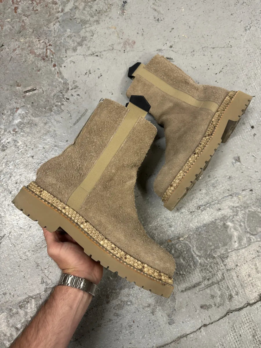 Roberto Cavalli Raw Suede Snakeskin Leather Beige Boots wfKKWRS 0