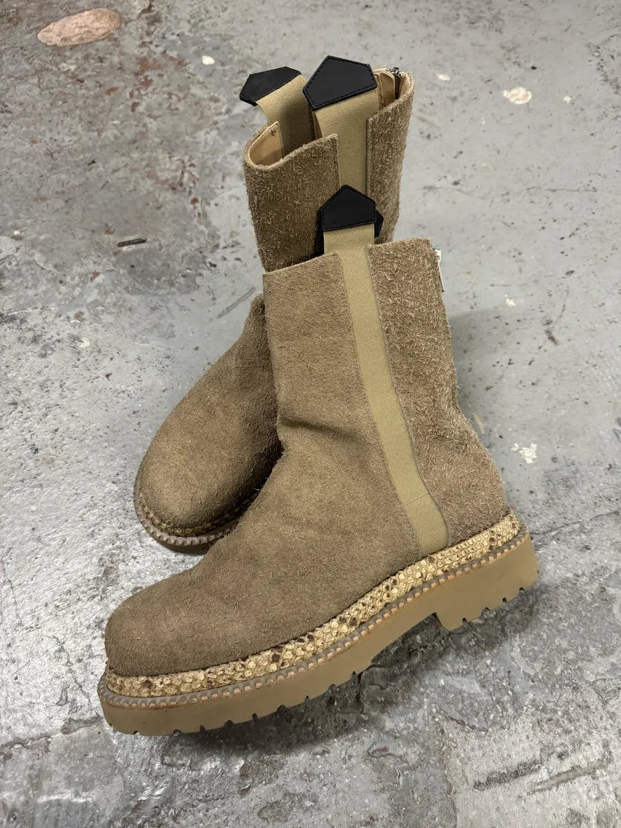 Roberto Cavalli Raw Suede Snakeskin Leather Beige Boots wfKKWRS 1