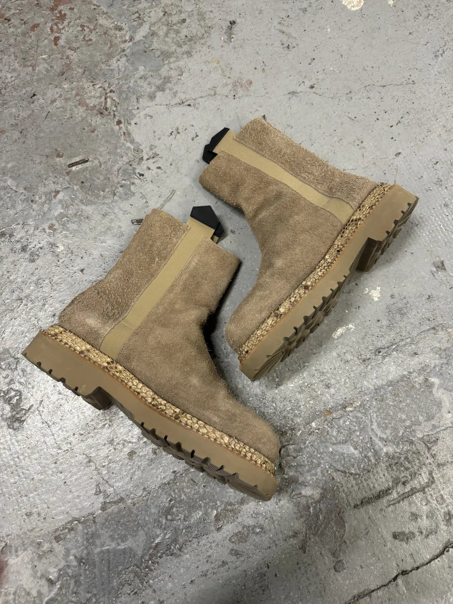 Roberto Cavalli Raw Suede Snakeskin Leather Beige Boots wfKKWRS 3