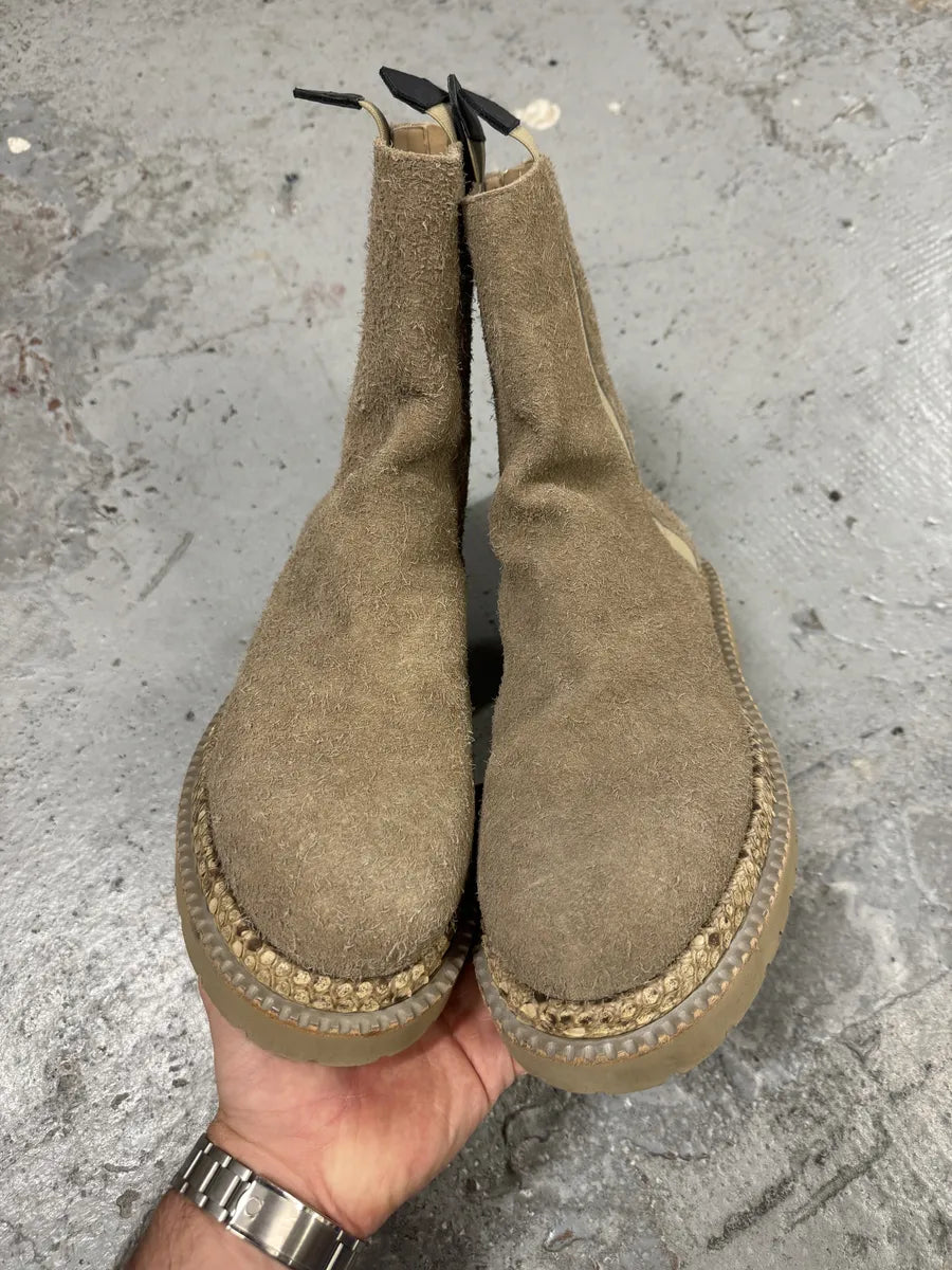 Roberto Cavalli Raw Suede Snakeskin Leather Beige Boots wfKKWRS 4