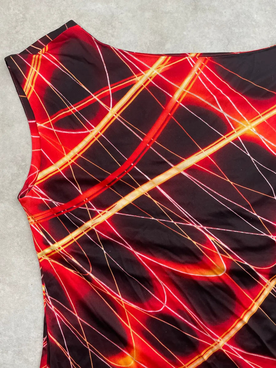 2000s Roberto Cavalli Red Cowl Neck Grid Print Top LjWtwpA 5