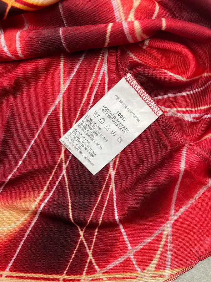 2000s Roberto Cavalli Red Cowl Neck Grid Print Top LjWtwpA 8