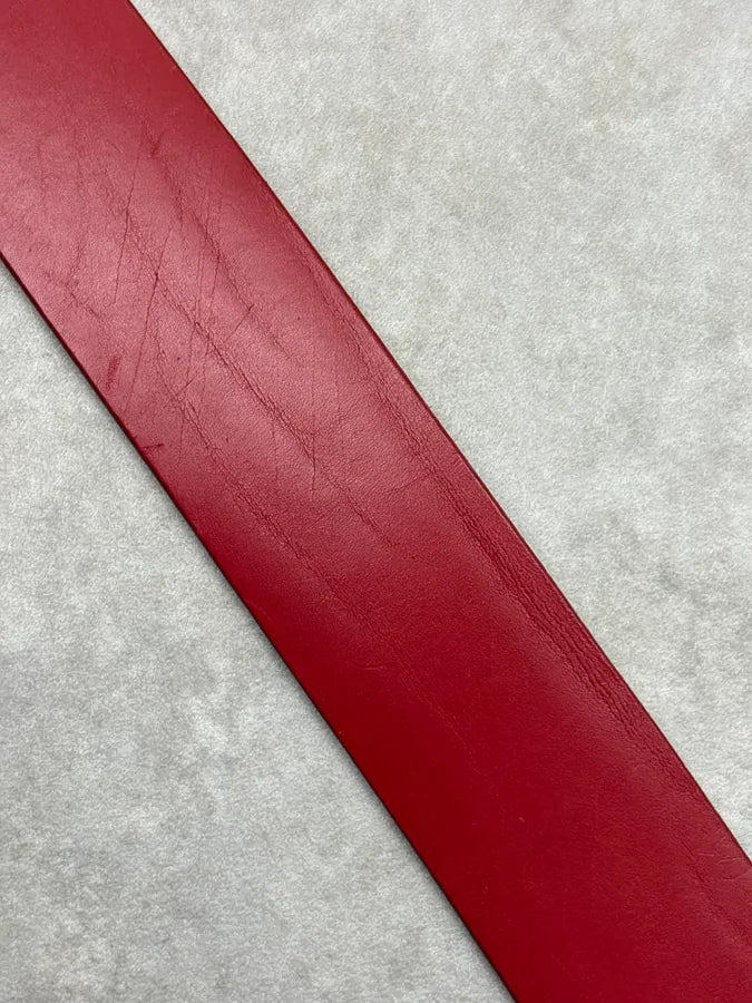 2000s Roberto Cavalli Red Leather Dragon Buckle Belt WSndxhi 6