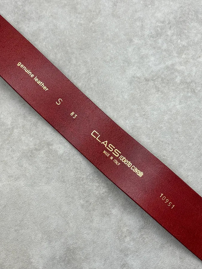 2000s Roberto Cavalli Red Leather Dragon Buckle Belt WSndxhi 9