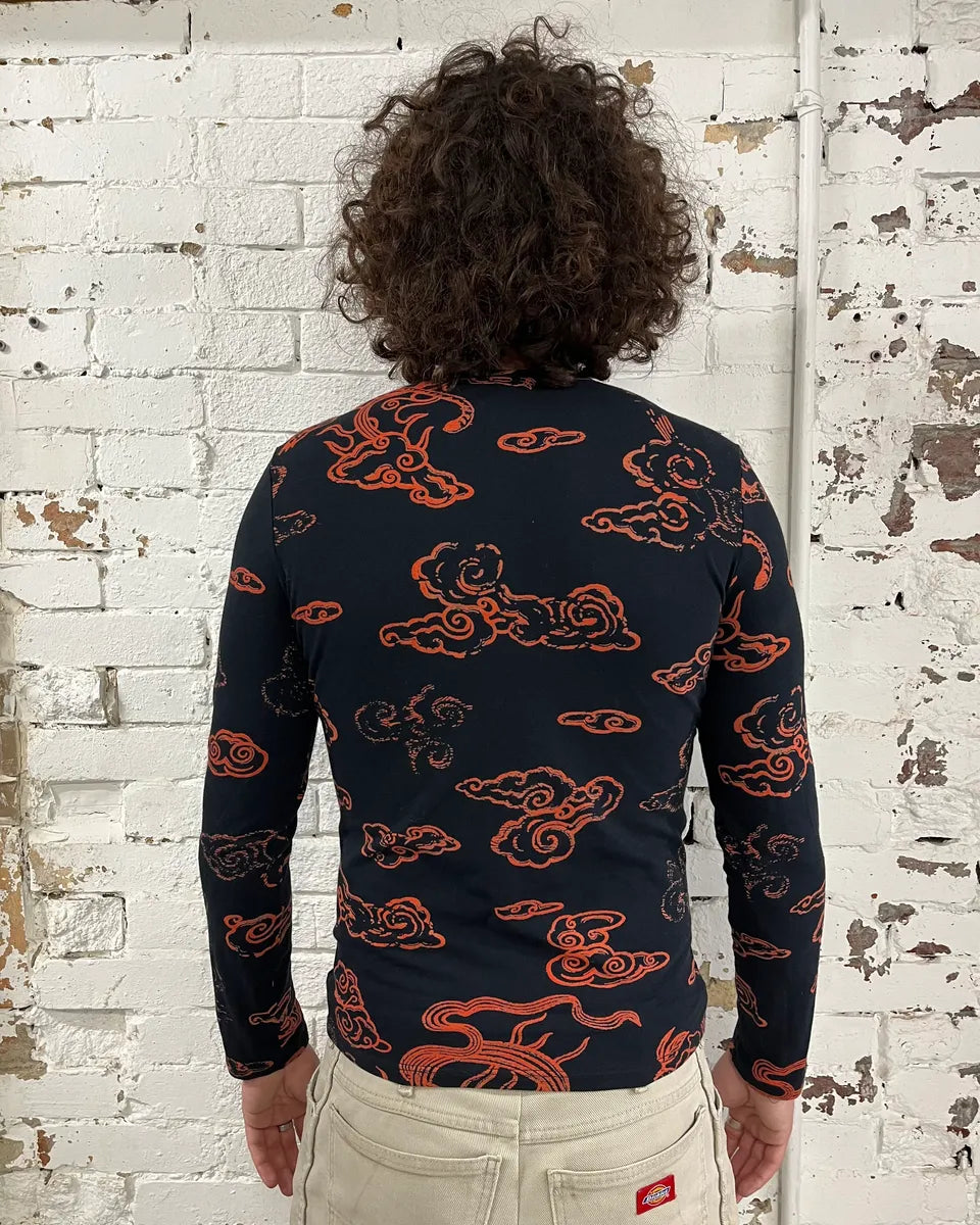 Roberto Cavalli Red Tiger Asian Print Black Longsleeve T-Shirt NjVJJpH 2