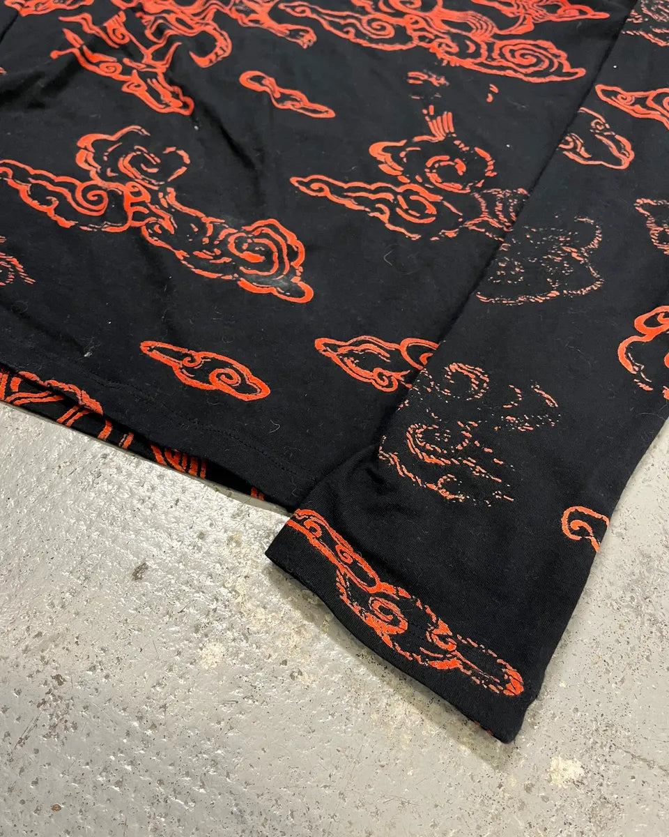 Roberto Cavalli Red Tiger Asian Print Black Longsleeve T-Shirt NjVJJpH 5