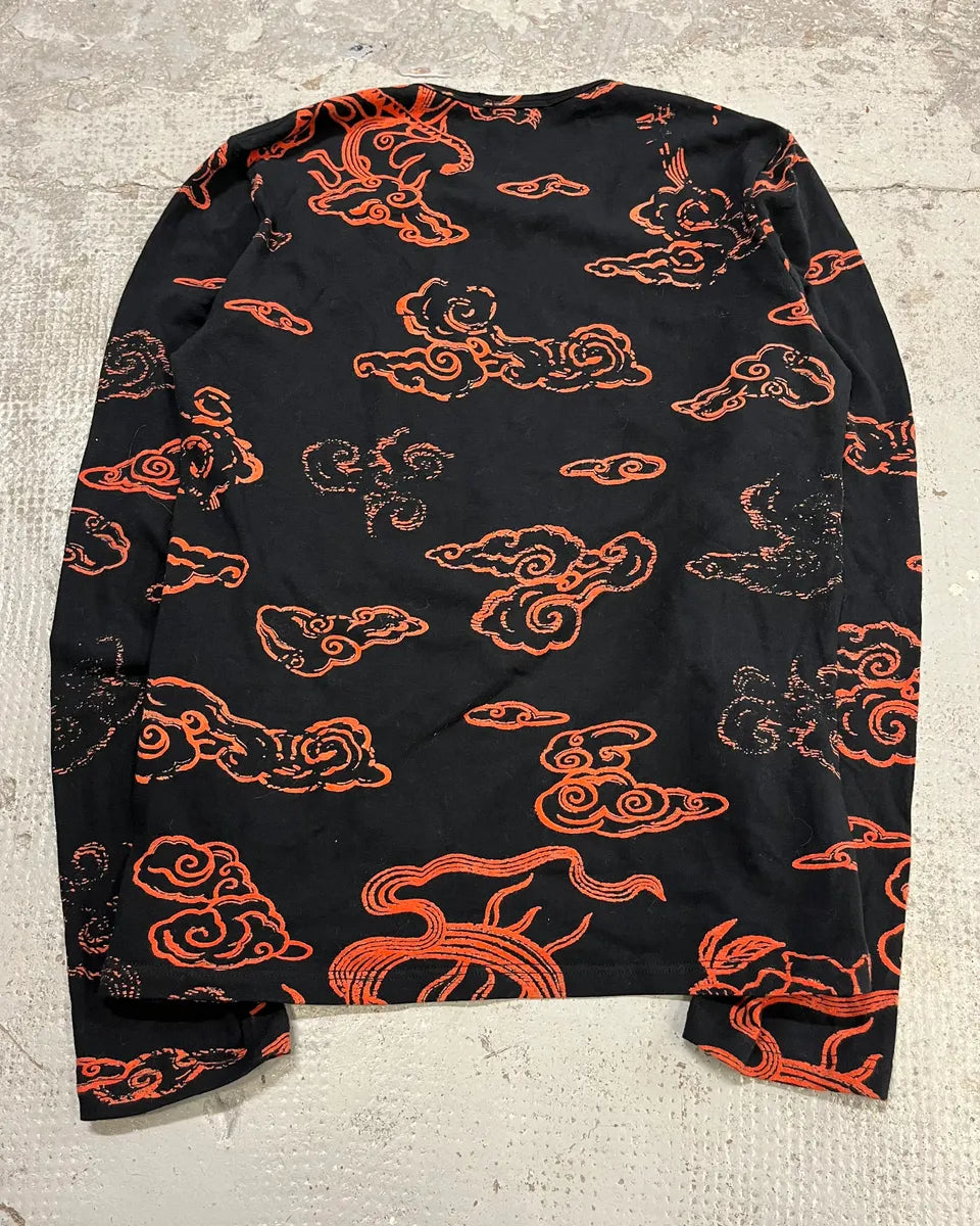 Roberto Cavalli Red Tiger Asian Print Black Longsleeve T-Shirt NjVJJpH 6