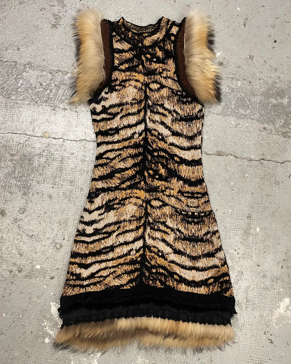 Roberto Cavalli Savage Fur Lion Long Dress (S) lELTUrz 0