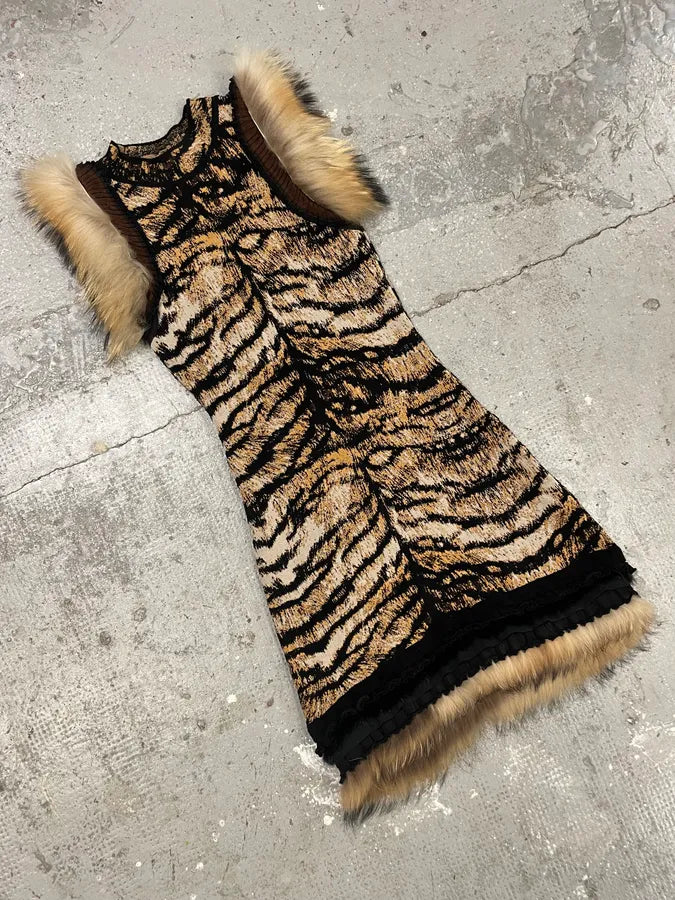 Roberto Cavalli Savage Fur Lion Long Dress (S) lELTUrz 3