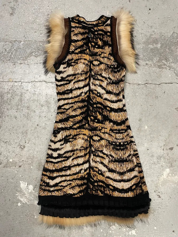 Roberto Cavalli Savage Fur Lion Long Dress (S) lELTUrz 5