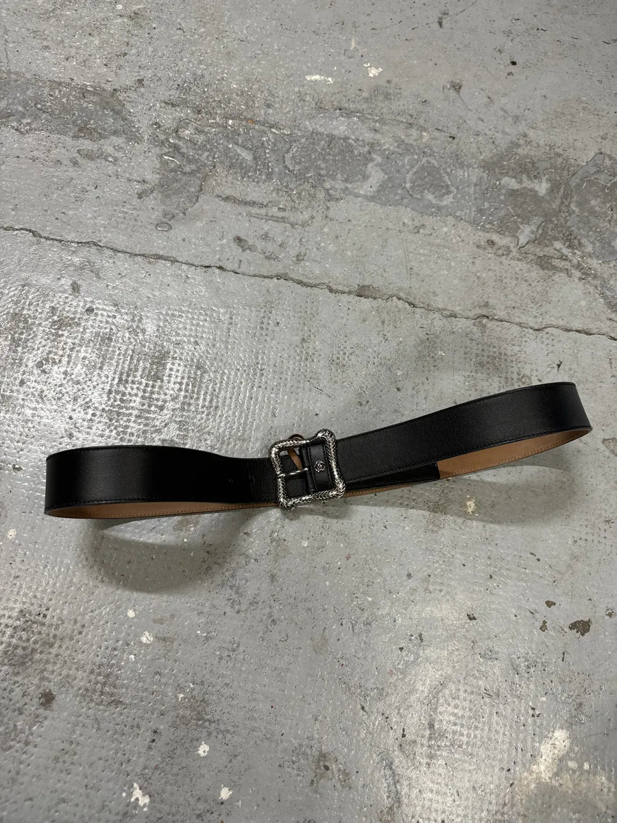 Roberto Cavalli Silver Buckle Black Leather Belt zndceDu 1