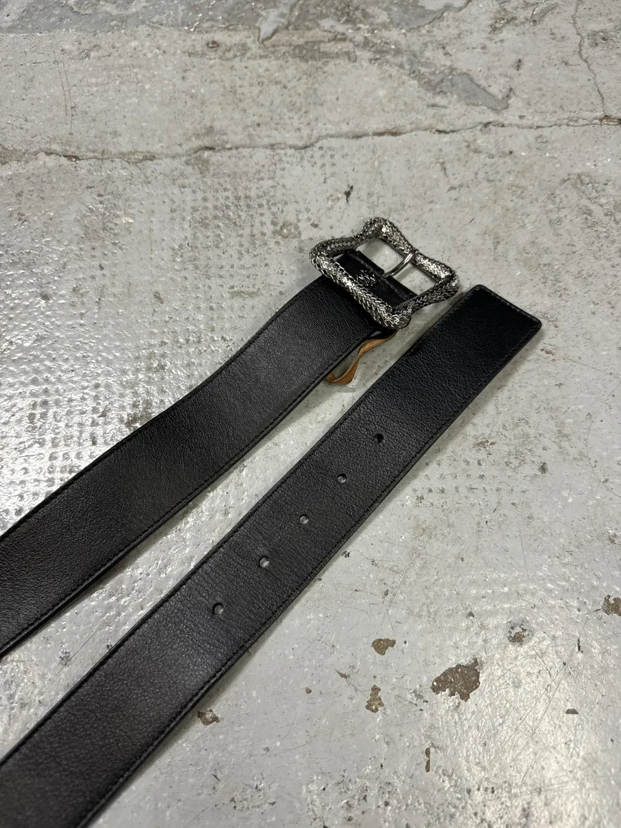Roberto Cavalli Silver Buckle Black Leather Belt zndceDu 5