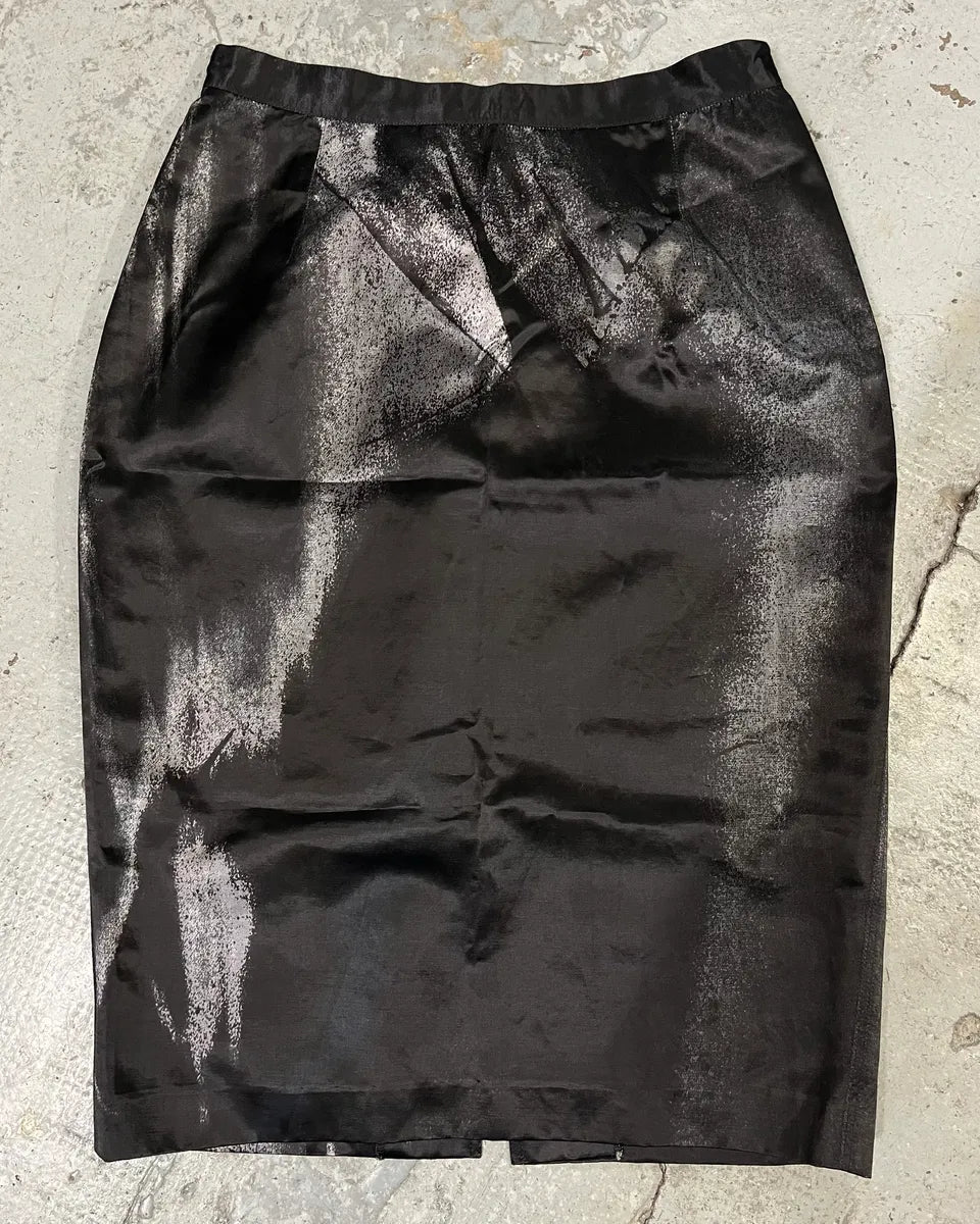 2000s Roberto Cavalli Silver Paint Black Skirt abZraie 3