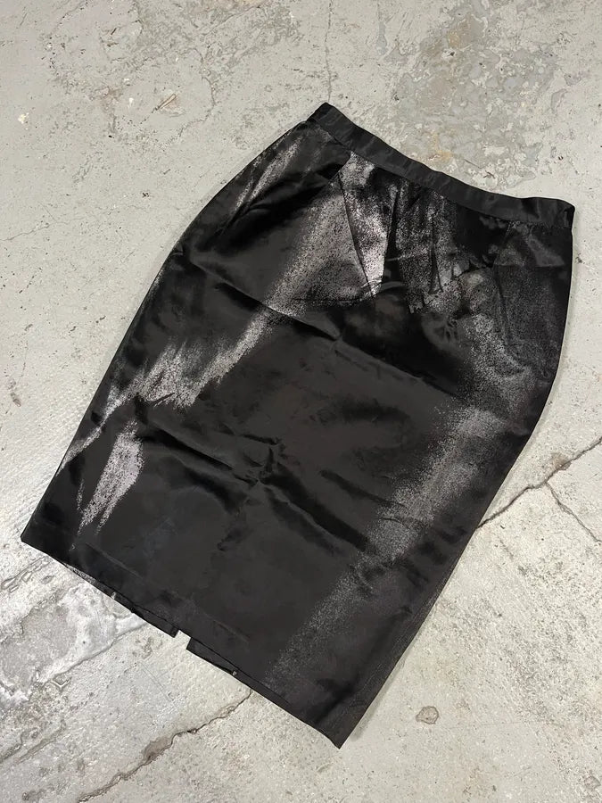 2000s Roberto Cavalli Silver Paint Black Skirt abZraie 5